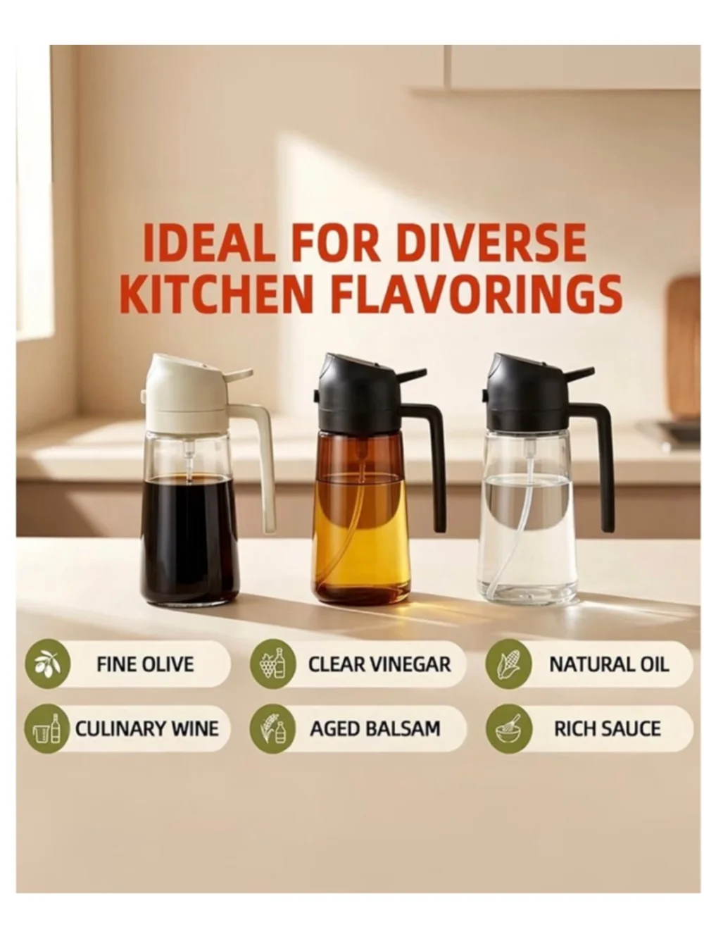 NEW 16oz Olive Oil Sprayer for Cooking, 2 in 1 Oil Dispenser Sunlight Shielding